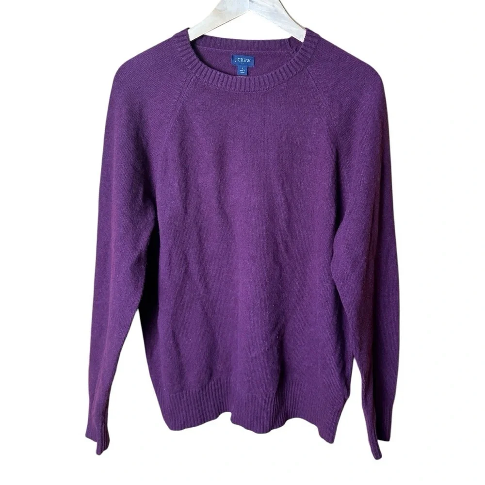 J Crew Burgundy Lambswool Blend Crewneck Sweater Large
